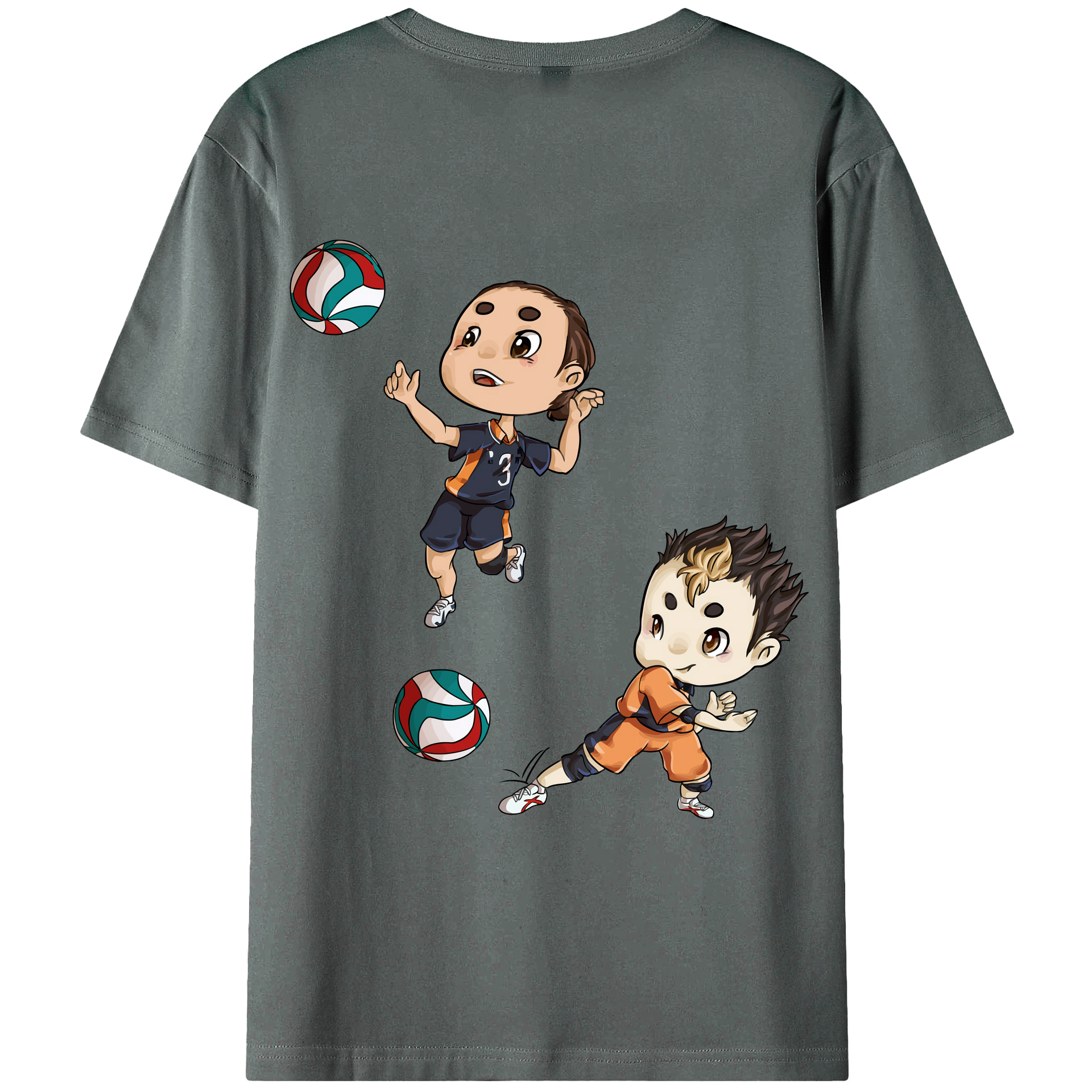 （画像用） ハイキュー!! Haikyu!! 綿100％ メンズ半袖Tシャツ（バックプリント） 通気性